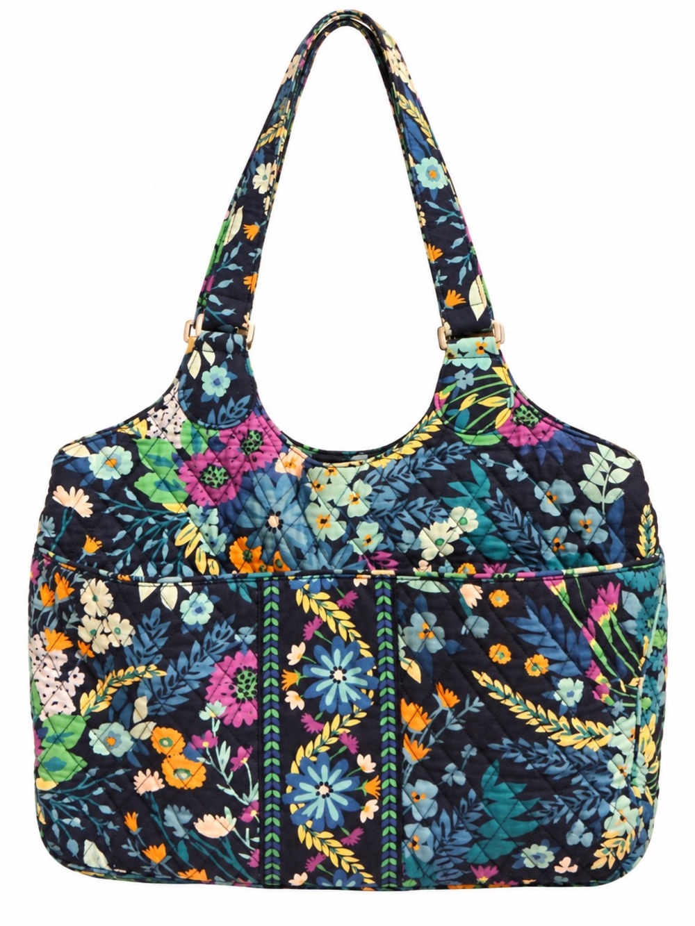 Vera Bradley Quilted Floral Tote Bag | Blue Multi Print Shoulder Handbag